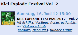 Kein Bock auf Kieler Woche Bands? Dann ab zum KIEL EXPLODE FESTIVAL 2012